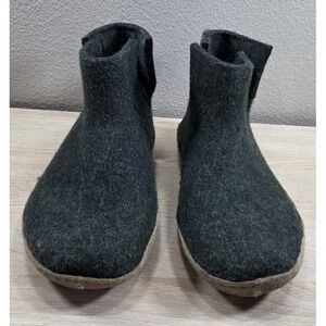 Glerups Felted Wool Ankle Boots‎ Forest Green Leather Sole Women's 10